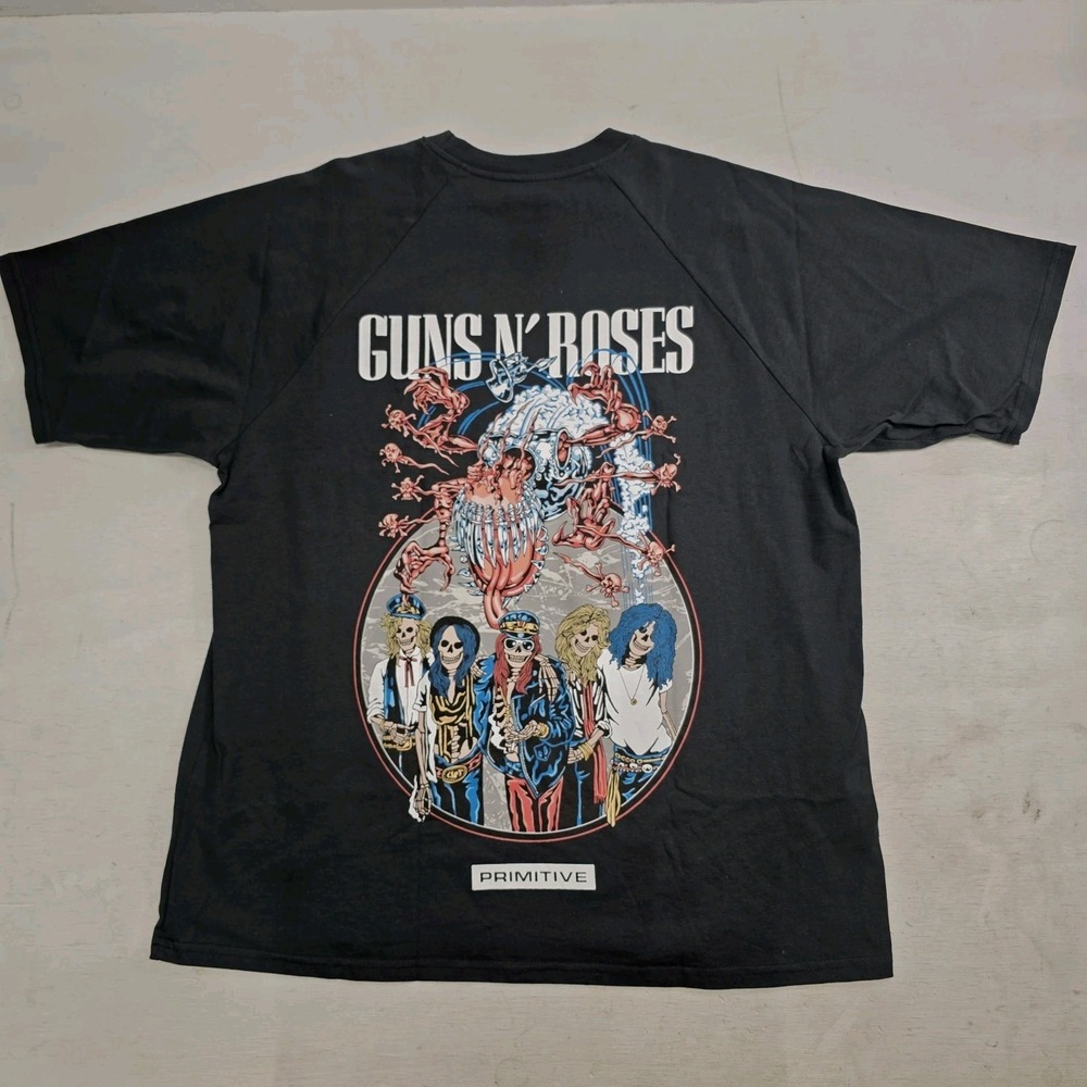 Primitive Skateboards Guns N Roses Robo Black 3/4 Sleeve Raglan T-Shirt Mens XL
